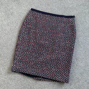 / Talbots Tweed Pencil Skirt Navy White Maroon Cold Weather Classic  Sz 2P